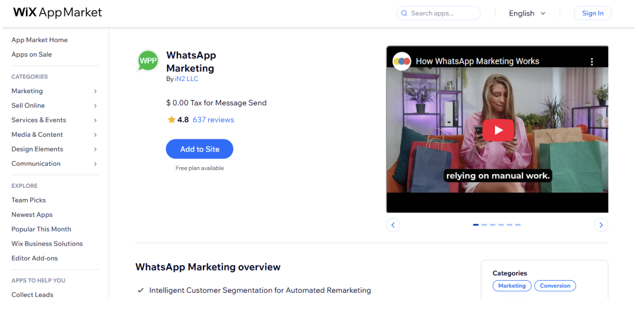  WhatsApp Marketing Wix Tool